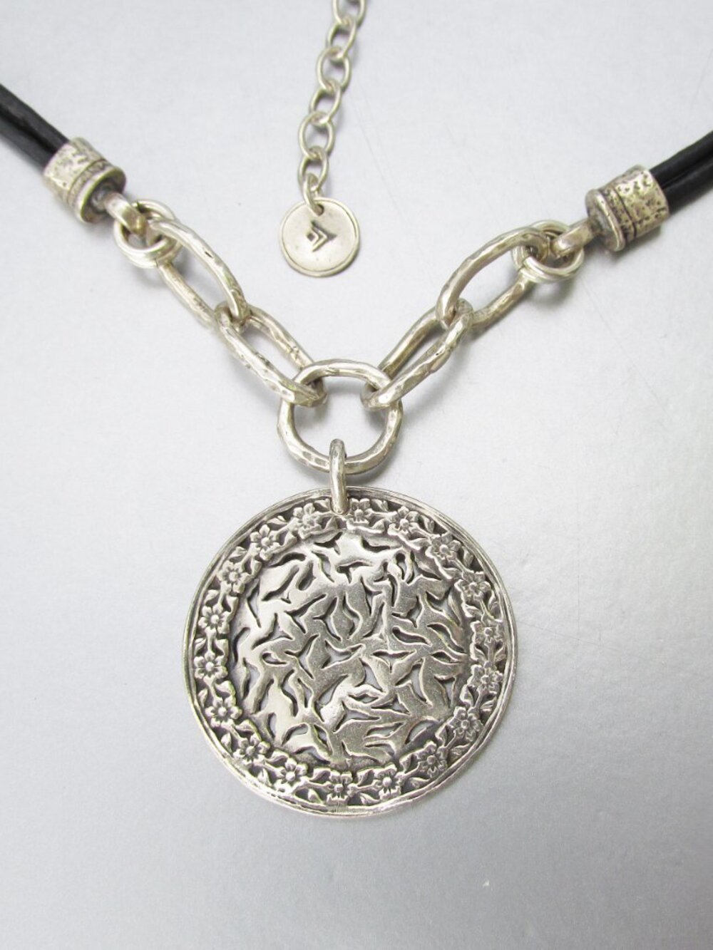 SILPADA Sterling Silver Filigree SUNBURST Pendant Black Cord Necklace N1711 - Picture 2 of 4